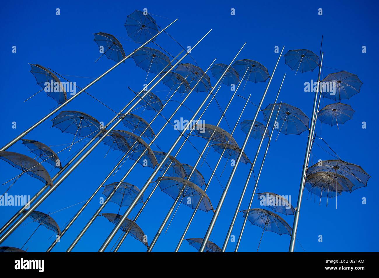 Statue d'art parapluie à Thessalonique en Grèce Banque D'Images