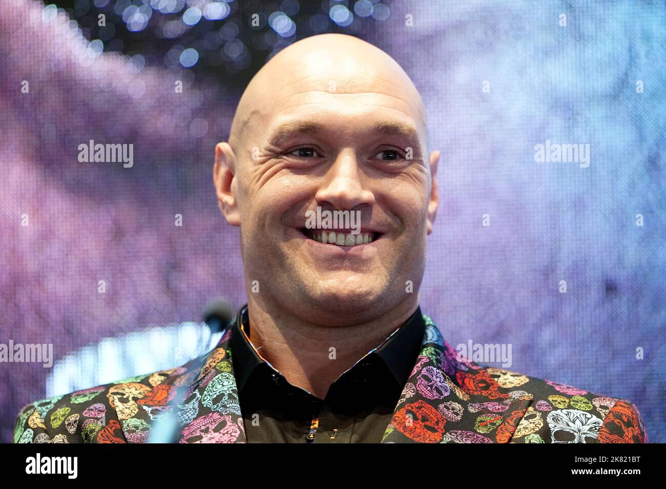 Tyson Fury lors d'une conférence de presse au stade Tottenham Hotspur, Londres. Tyson Fury défendra son titre de champion du monde contre Derek Chisora au stade Tottenham Hotspur de 3 décembre. Furey a battu son rival britannique deux fois auparavant, par une décision unanime à Wembley en juillet 2011 et par une victoire à la retraite trois ans plus tard dans Excel de Londres. Date de la photo: Jeudi 20 octobre 2022. Banque D'Images