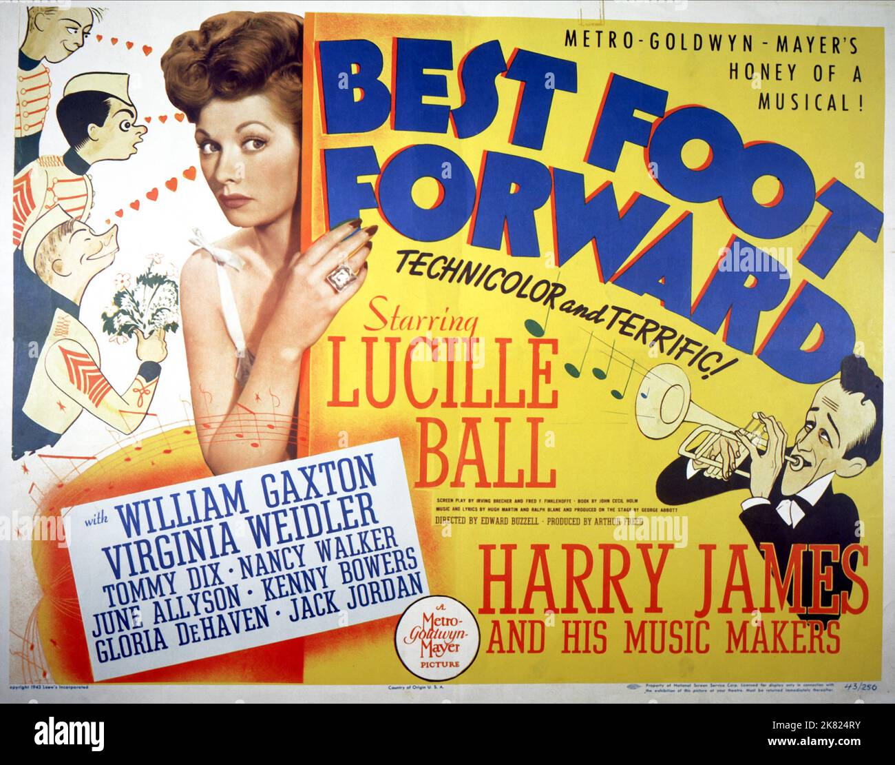 Lucille ball Poster film: BEST foot Forward (USA 1943) personnages: Elle Directrice: Edward Buzzell 29 juin 1943 **AVERTISSEMENT** cette photographie est à usage éditorial exclusif et est le droit d'auteur de MGM et/ou du photographe assigné par la Société de film ou de production et ne peut être reproduite que par des publications en conjonction avec la promotion du film ci-dessus. Un crédit obligatoire pour MGM est requis. Le photographe doit également être crédité lorsqu'il est connu. Aucune utilisation commerciale ne peut être accordée sans l'autorisation écrite de la Société du film. Banque D'Images