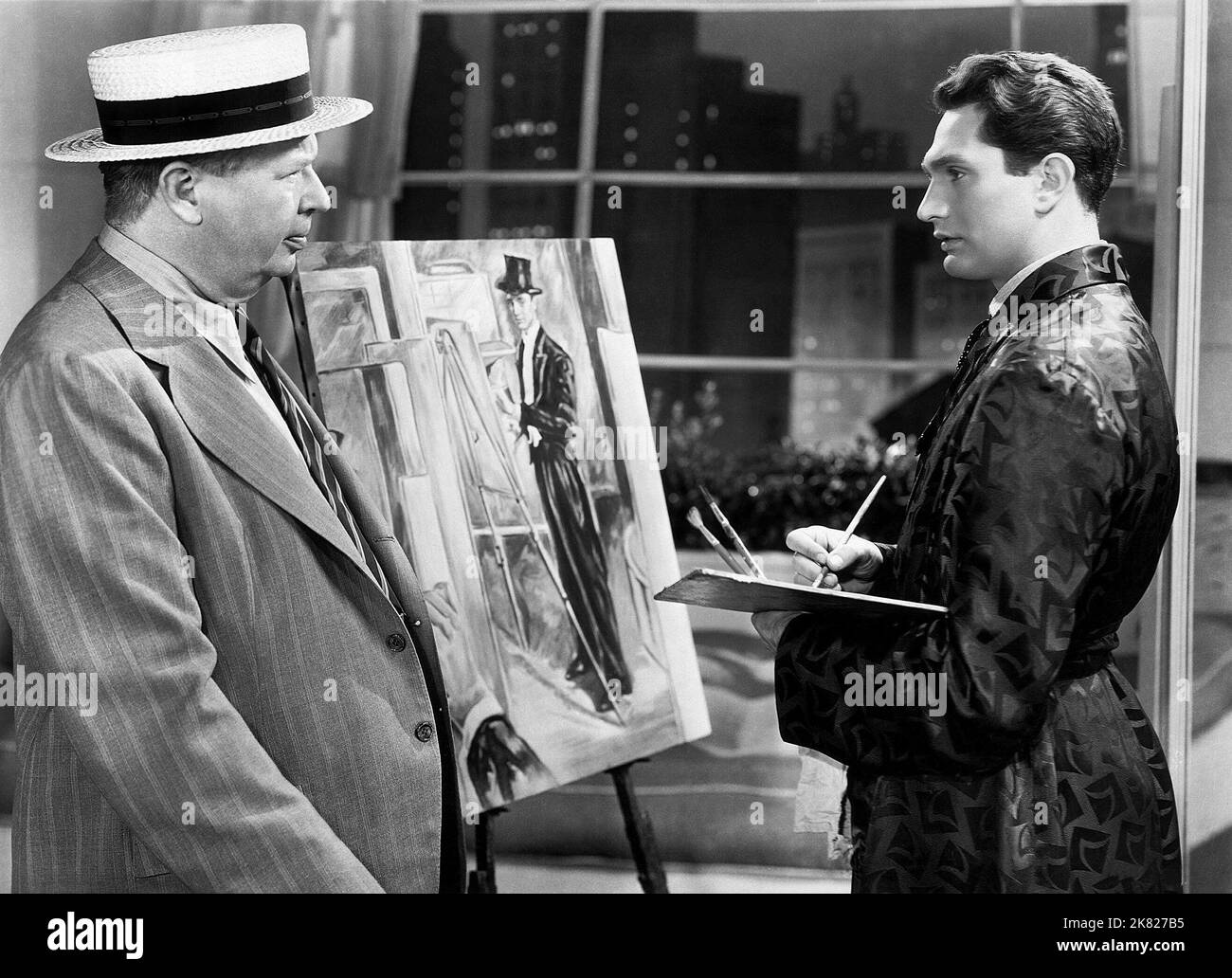 Charles Coburn & Robert Alda film: Rhapsody in Blue (1942) personnages: Max Dreyfus & George Gershwin Directeur: Irving Rapper 22 septembre 1945 **AVERTISSEMENT** cette photographie est destinée à un usage éditorial exclusif et est le copyright de WARNER BROS et/ou le photographe assigné par la Société de film ou de production et ne peut être reproduite que par des publications dans le cadre de la promotion du film ci-dessus. Un crédit obligatoire pour WARNER BROS est requis. Le photographe doit également être crédité lorsqu'il est connu. Aucune utilisation commerciale ne peut être accordée sans l'autorisation écrite de la Société du film. Banque D'Images