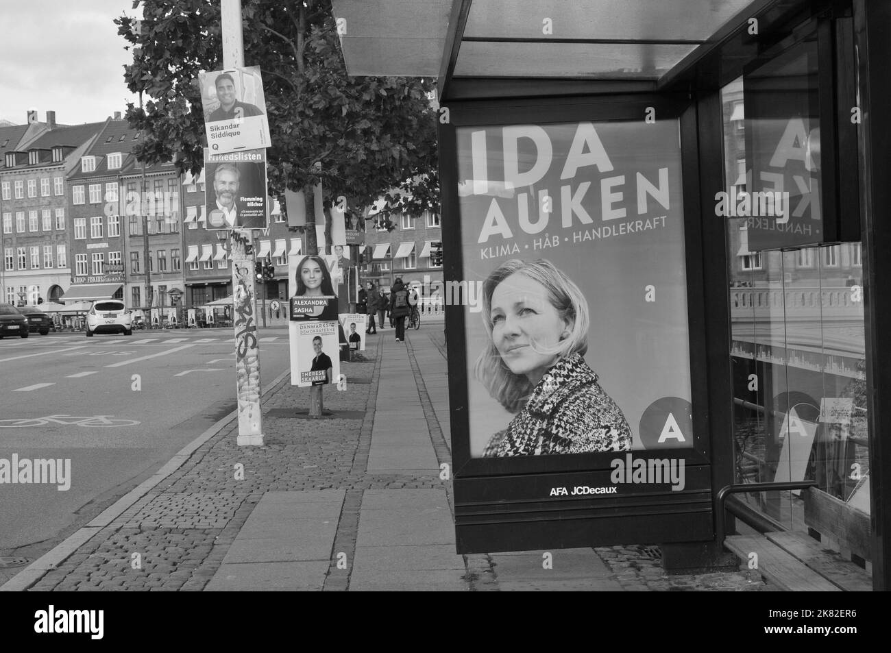 Copenahgen /Danemark/20 octobre 2022/cartes de campagne électorale parlementaire de divers partis politiques dans la capitale danoise. (Photo. Francis Dean/Dean photos.) Banque D'Images