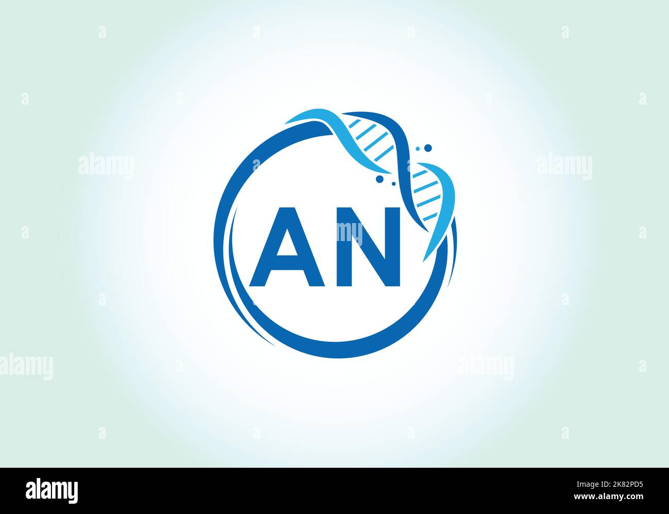 Lettre UN alphabet monogramme dans un cercle avec de l'ADN. Conception du logo génétique. Emblème de police. Logo vectoriel moderne Illustration de Vecteur