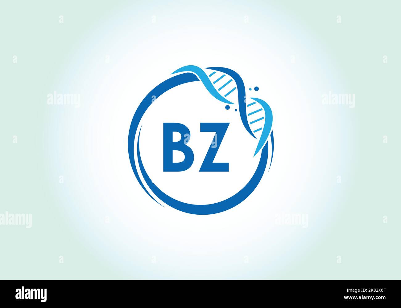 Lettre lettre BZ monogramme alphabet dans un cercle avec l'ADN. Conception du logo génétique. Emblème de police.logo vectoriel moderne pour la médecine, la science, le laboratoire Illustration de Vecteur