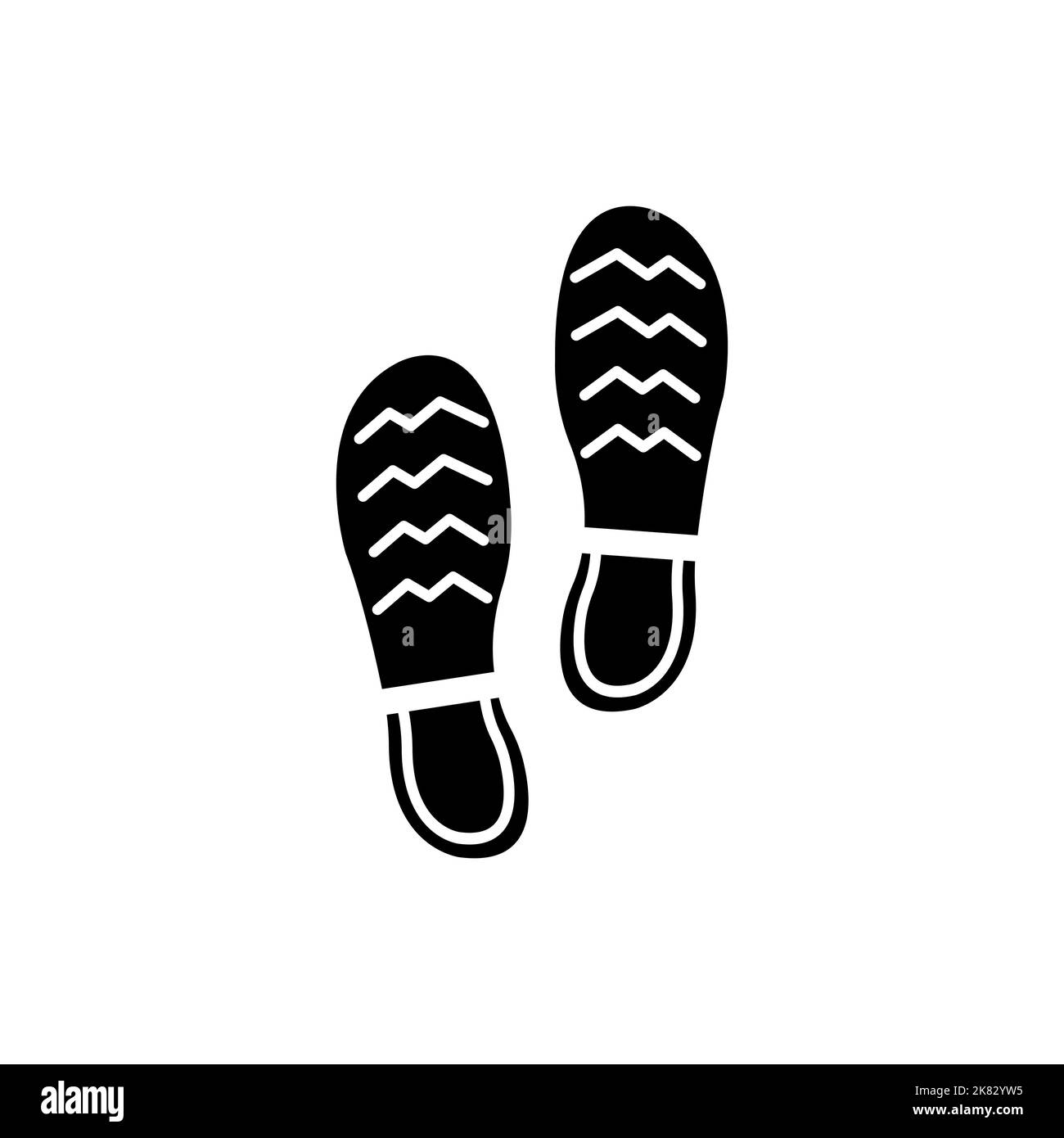 Chaussures de randonnée. Illustration vectorielle de l'icône de l'empreinte pied sur fond blanc Illustration de Vecteur