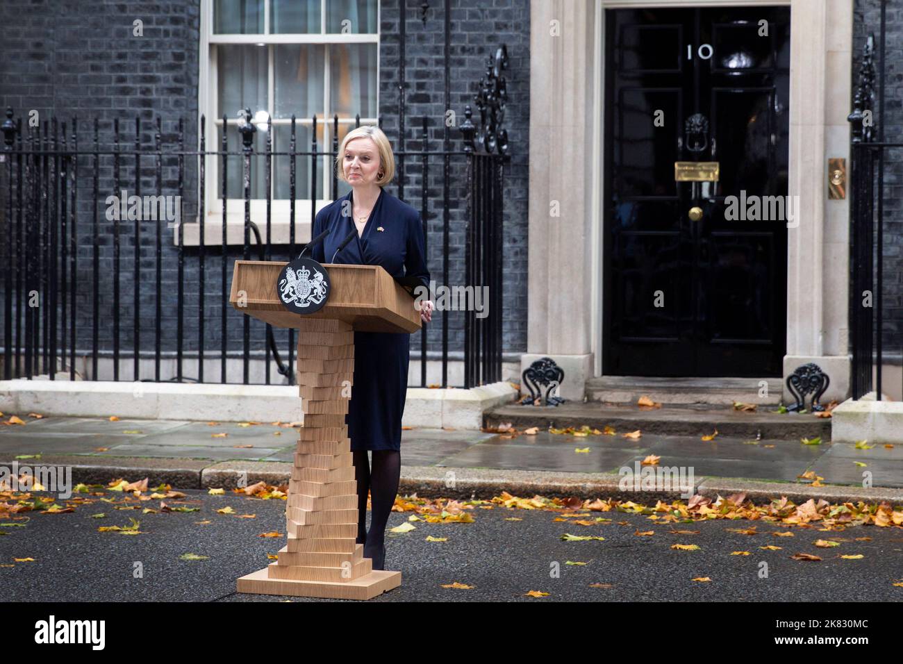 Londres ,Royaume-Uni -20/10/2022. Le Premier ministre britannique Liz Truss a resigné son poste de Premier ministre et de chef du parti conservateur, comme elle en parle Banque D'Images