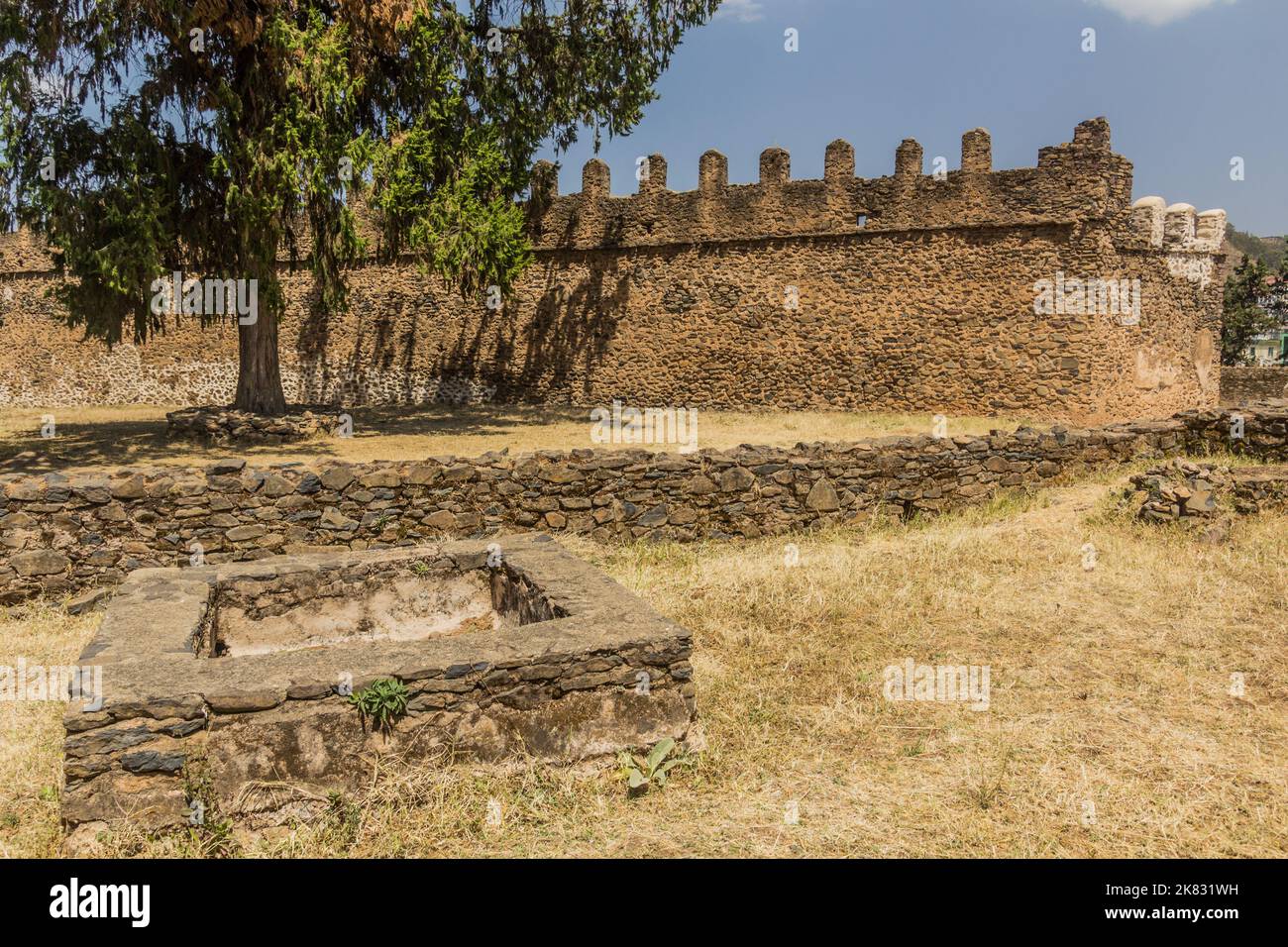 Ruines du château de l'empereur Fasilides à Gondar, en Éthiopie Banque D'Images