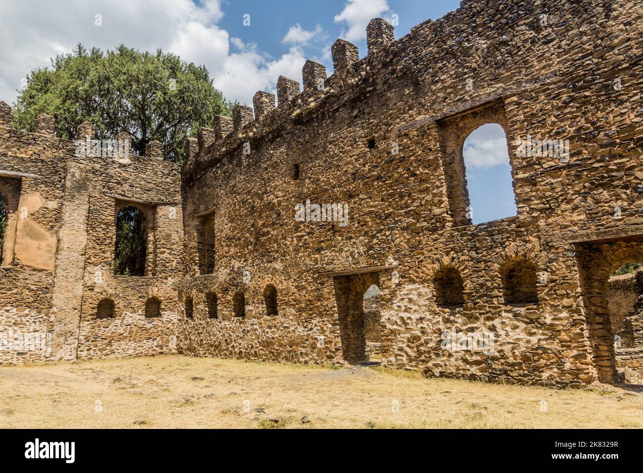Ruines de l'enceinte royale à Gondar, en Éthiopie Banque D'Images
