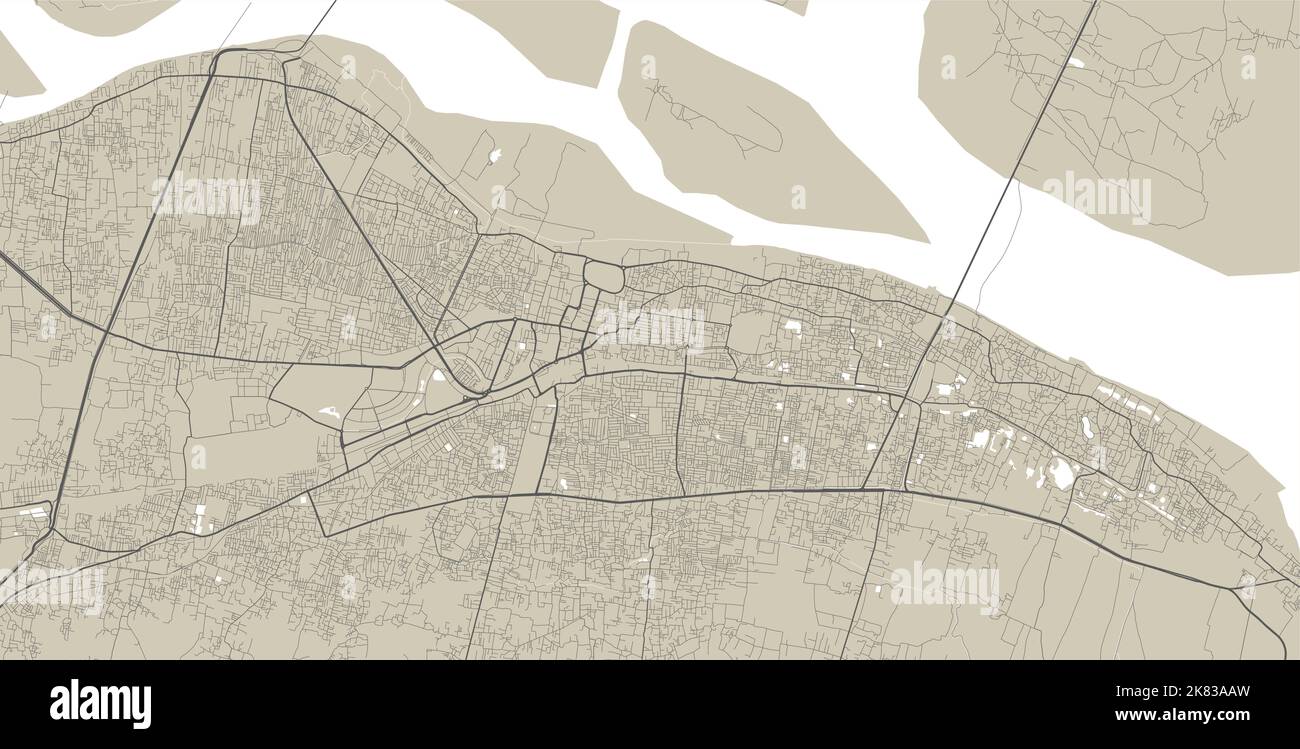 Carte vectorielle de Patna, Inde. Illustration de l'affiche de la carte routière de la ville urbaine. Art. De la carte de Patna Illustration de Vecteur