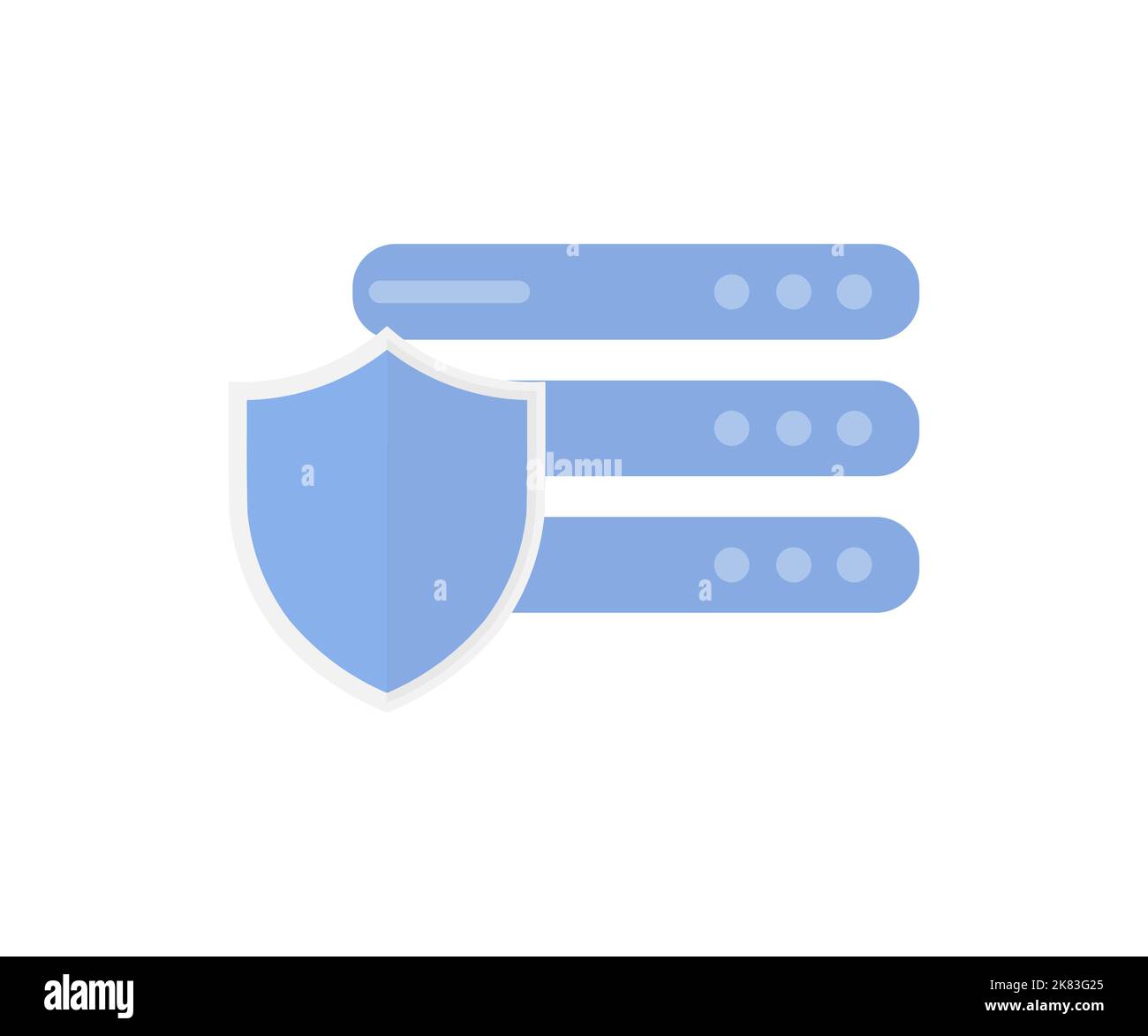 Concept de serveur de stockage sécurisé. Protection du serveur. Conception du logo du concept de protection des données Big Data Flow Processing. Base de données Cloud, salle de serveur d'hébergement Web. Illustration de Vecteur