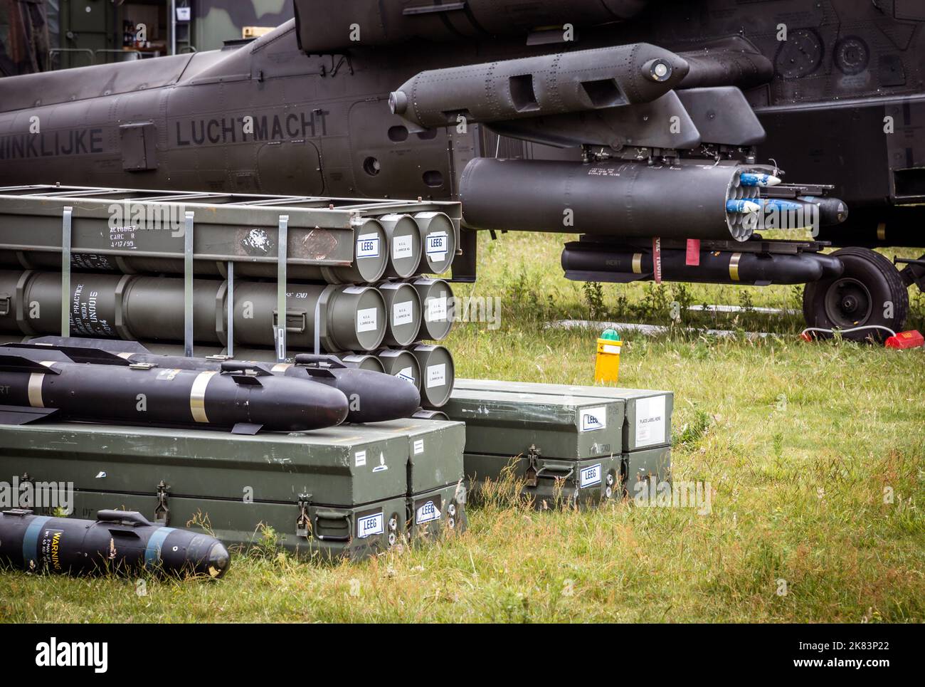 Armement de l'hélicoptère d'attaque Apache AH-64 de Boeing. Gilze-Rijen, pays-Bas - 20 juin 2014 Banque D'Images