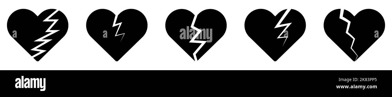 Jeu d'icônes cœur brisé. Conception d'applications Web et mobiles. Illustration de Vecteur