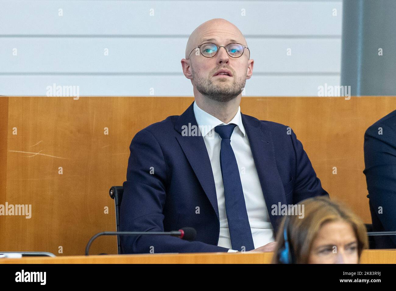 M. David Leisterh en photo lors d'une séance plénière du Parlement de la région de Bruxelles, le jeudi 20 octobre 2022, avec un discours du Premier ministre pour présenter les plans politiques du gouvernement pour l'année politique. BELGA PHOTO NICOLAS MATERLINCK crédit: Belga News Agency/Alay Live News Banque D'Images