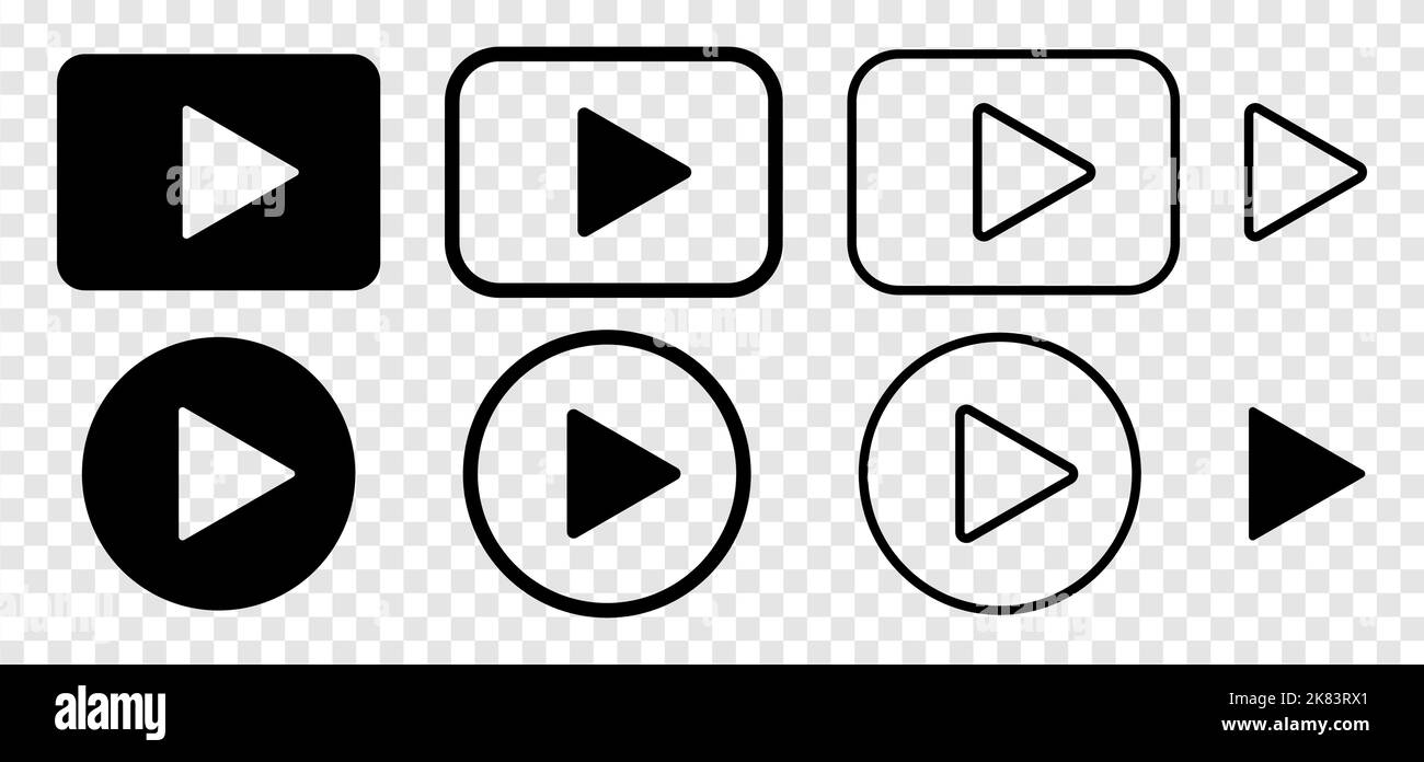 Boutons de lecture configurés en style art de ligne. Symbole de lecture pour la conception de votre site Web, votre logo, votre application, votre interface utilisateur. Icônes vectorielles isolées sur fond transparent Illustration de Vecteur