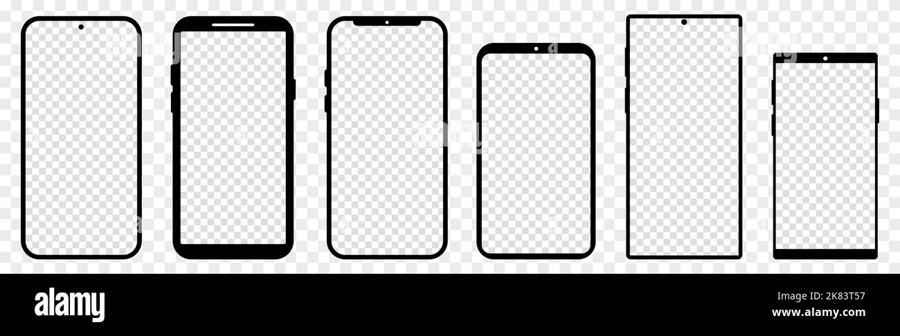 Smartphones avec écrans transparents. Vue avant du périphérique. Illustration vectorielle isolée sur fond transparent Illustration de Vecteur