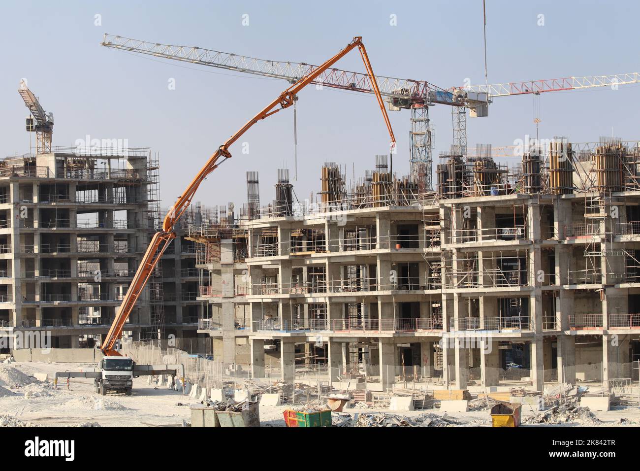 Vue sur la construction de bâtiments à Doha, au Qatar Banque D'Images