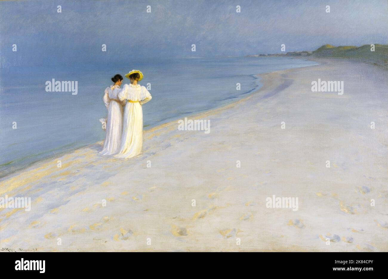 Peder Severin Krøyer - soirée d'été sur la plage de Skagen. Anna Ancher et Marie Krøyer marchent ensemble - 1893 Banque D'Images