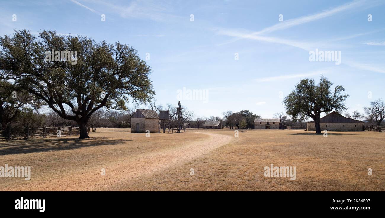 Panorama de la ville de Johnson, Texas, Homestead de Sam Ealy Johnson, grand-père du président américain Lyndon B. Johnson Banque D'Images