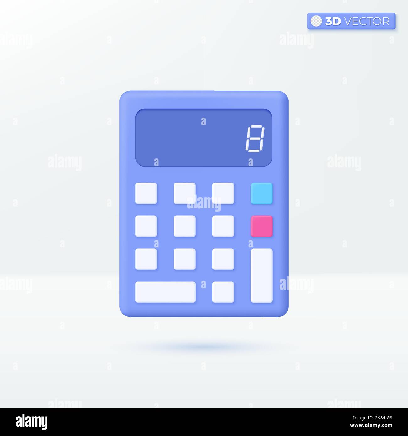 Symboles d'icône de calculatrice. Comptabilité, analyse financière, budget, concept de dispositif mathématique. 3D illustrations vectorielles isolées. Dessin animé pastel, mini St Illustration de Vecteur