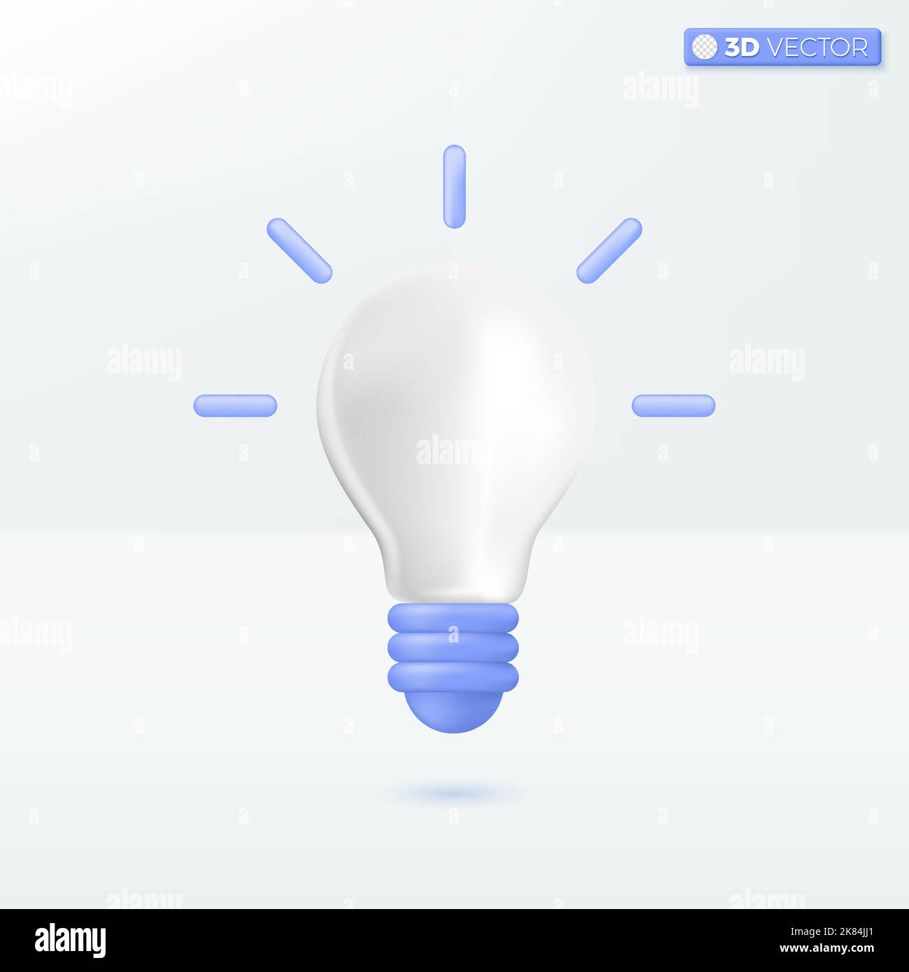 Symbole de l'icône de l'ampoule. Innovation créative, développement, concept de métaphore de l'idée. 3D illustrations vectorielles isolées. Style minimaliste pastel. Illustration de Vecteur