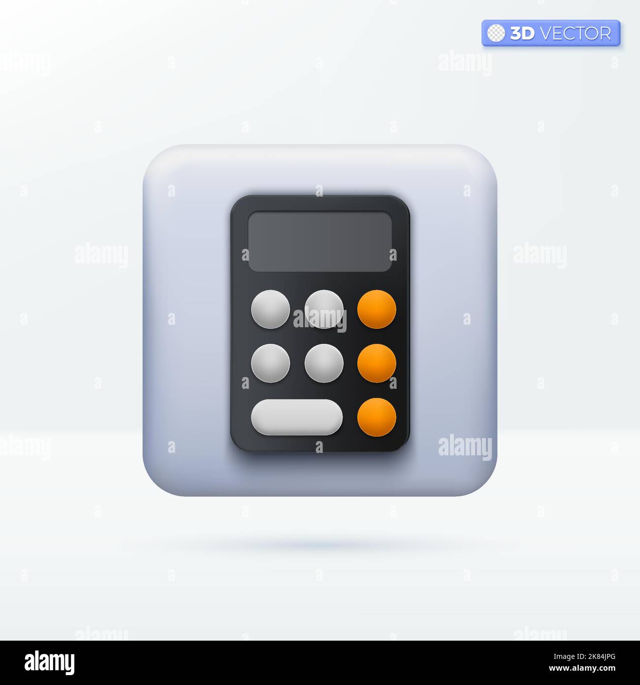 Symboles d'icône de calculatrice. Comptabilité, analyse financière, budget, concept de dispositif mathématique. 3D illustrations vectorielles isolées. Dessin animé pastel, mini St Illustration de Vecteur