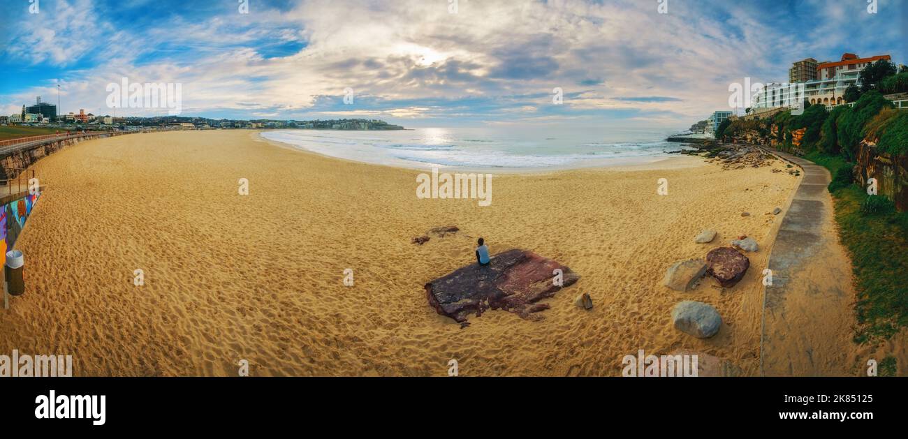 Panorama de Bondi Beach, Sydney, Nouvelle-Galles du Sud, Australie Banque D'Images