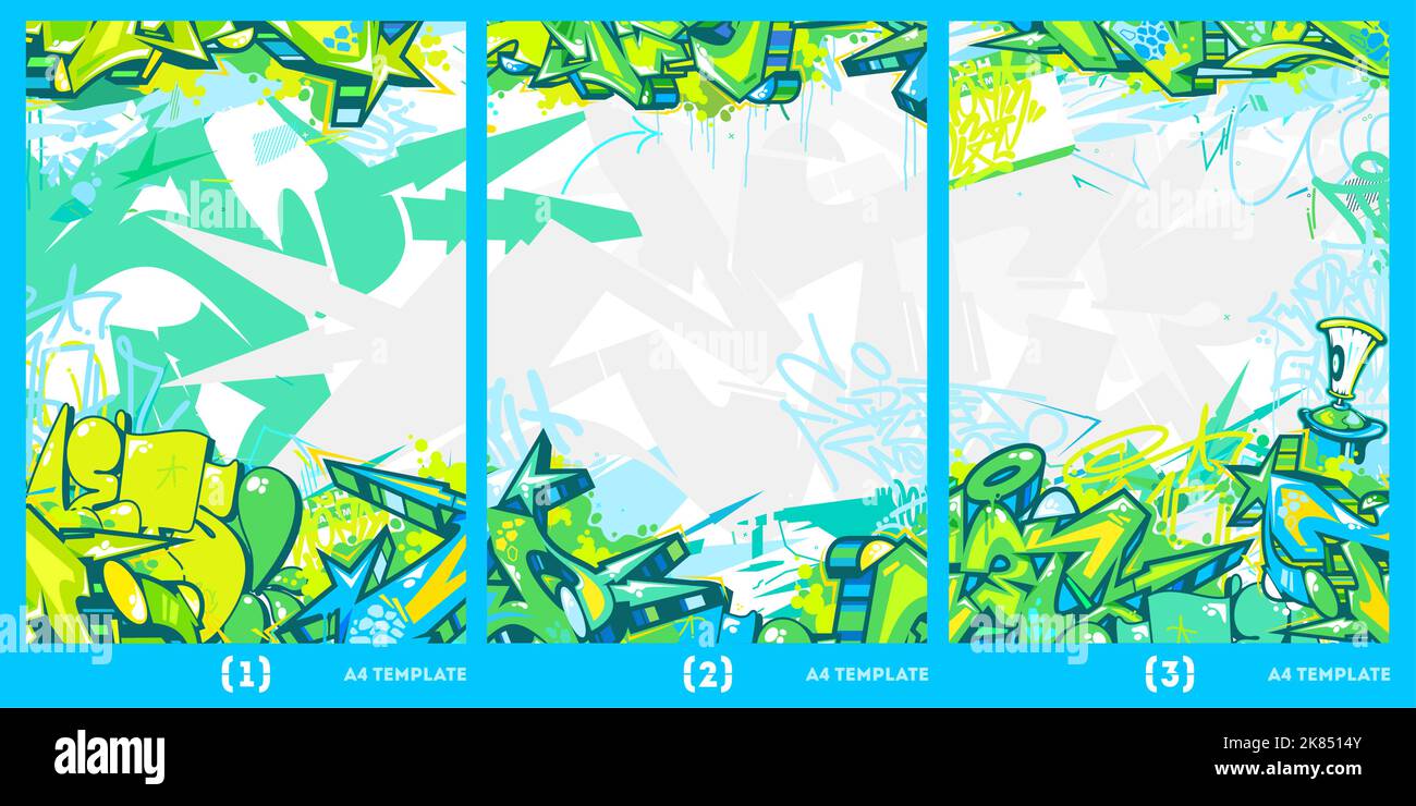 Modèle d'arrière-plan de l'illustration vectorielle style Graffiti urbain coloré et tendance A4 Illustration de Vecteur