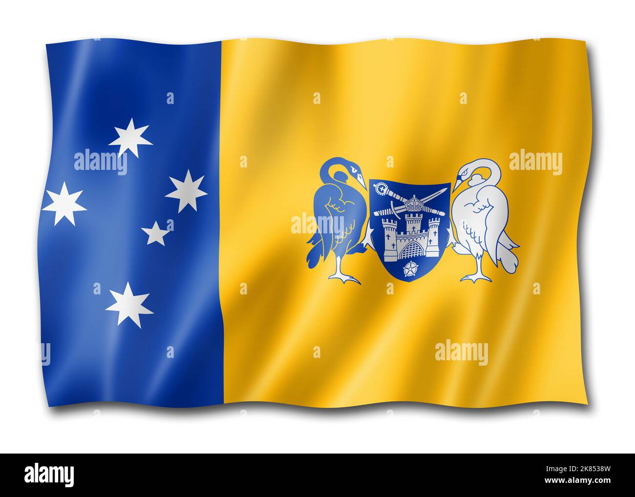 La ville de Canberra et le drapeau du territoire de la capitale australienne, collection de banderoles de l'Australie.Illustration 3D Banque D'Images