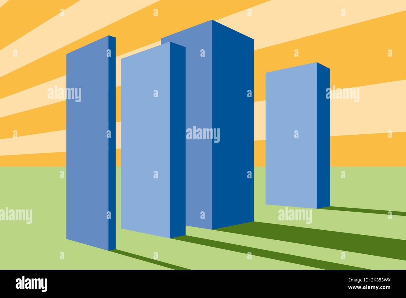 Construction d'un quartier moderne, d'un centre commercial, de bureaux financiers et d'affaires, entouré par la verdure d'un parc. Illustration vectorielle Illustration de Vecteur