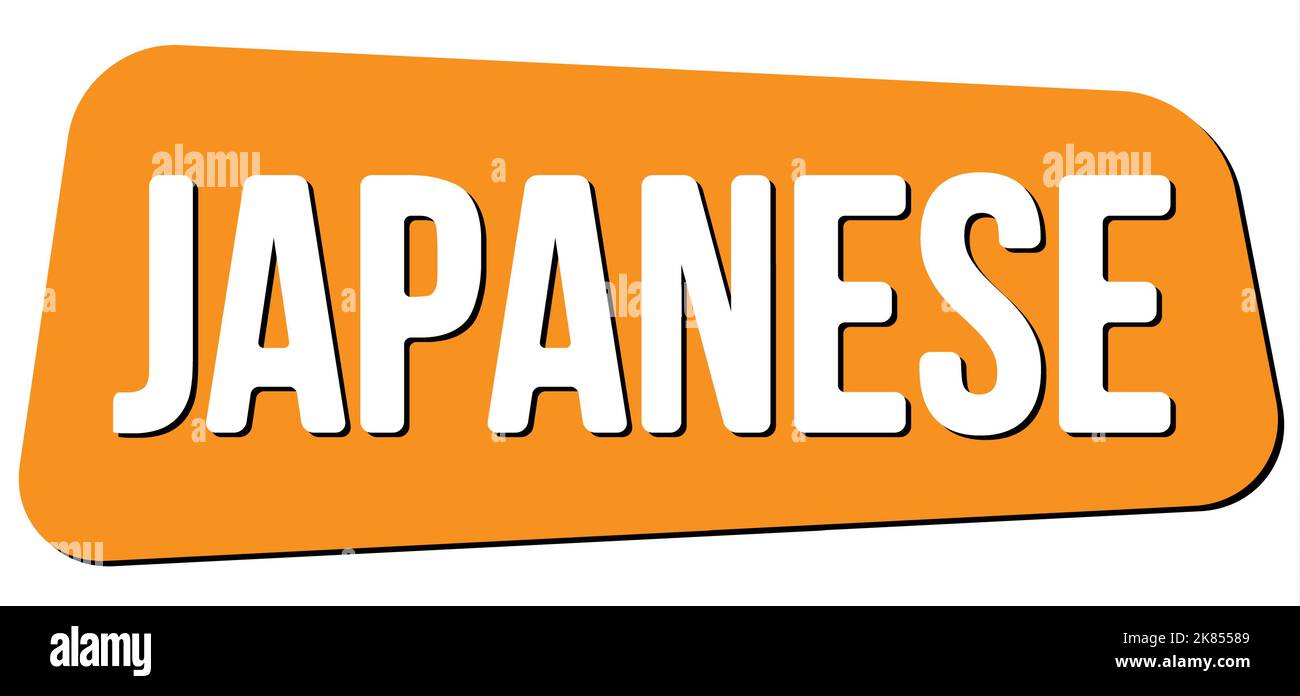 Texte JAPONAIS inscrit sur le timbre trapèze orange. Banque D'Images