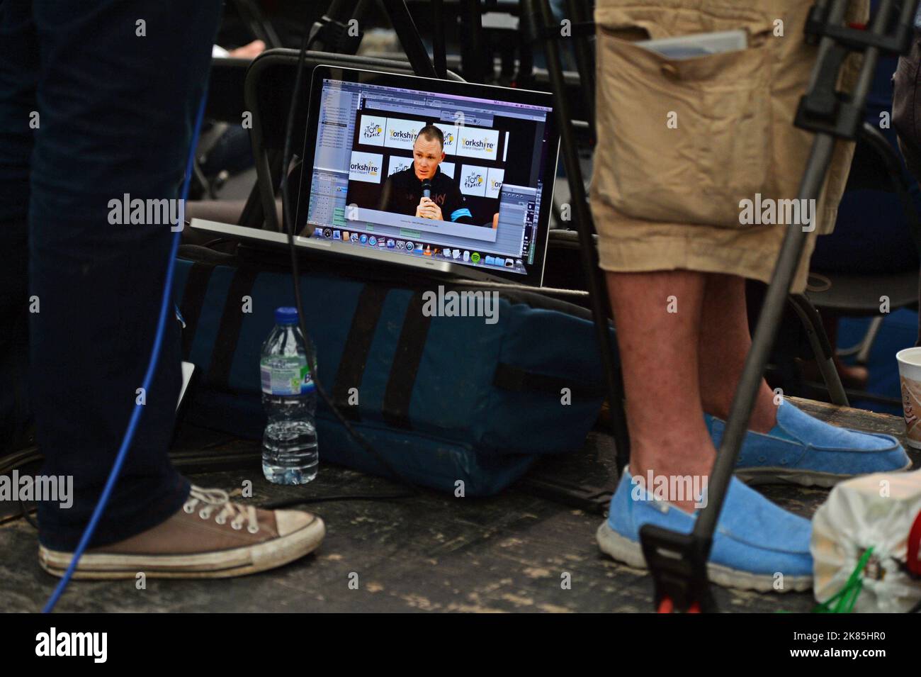 Chris Froome - le jour de la cérémonie d'ouverture du Tour de France, Team Sky tient une conférence de presse avant la course à Leeds. Banque D'Images