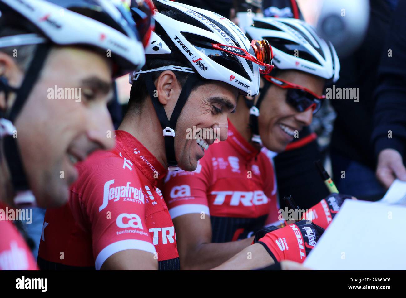 Alberto Contador de Trek Segafredo à la fin de l'étape après l'étape 7 Nice au Col de la Couillole Banque D'Images