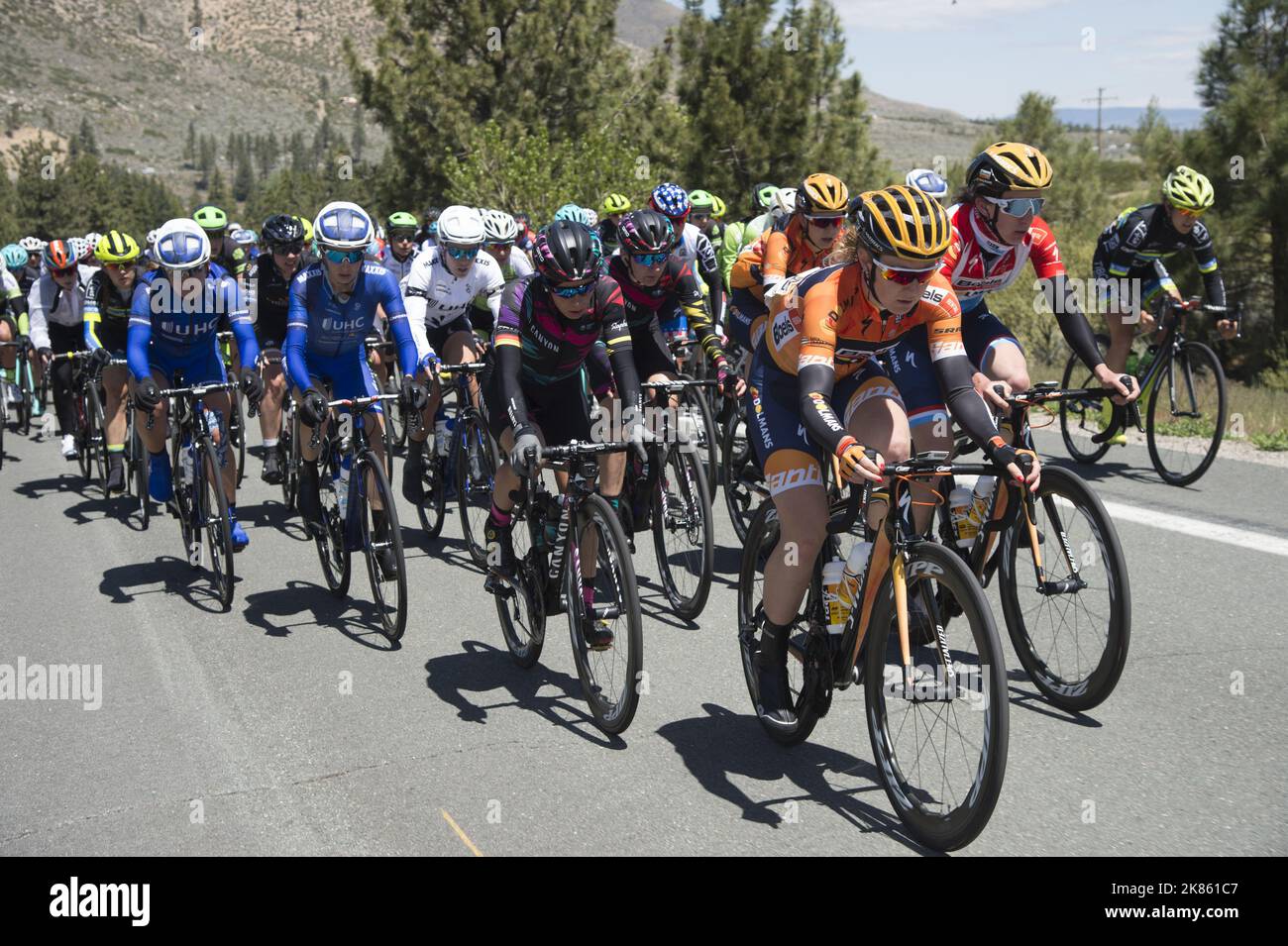 Boels-Dolmans à l'avant du peloton, scène 2, 12 mai 2017 (photo de Casey B. Gibson) Banque D'Images