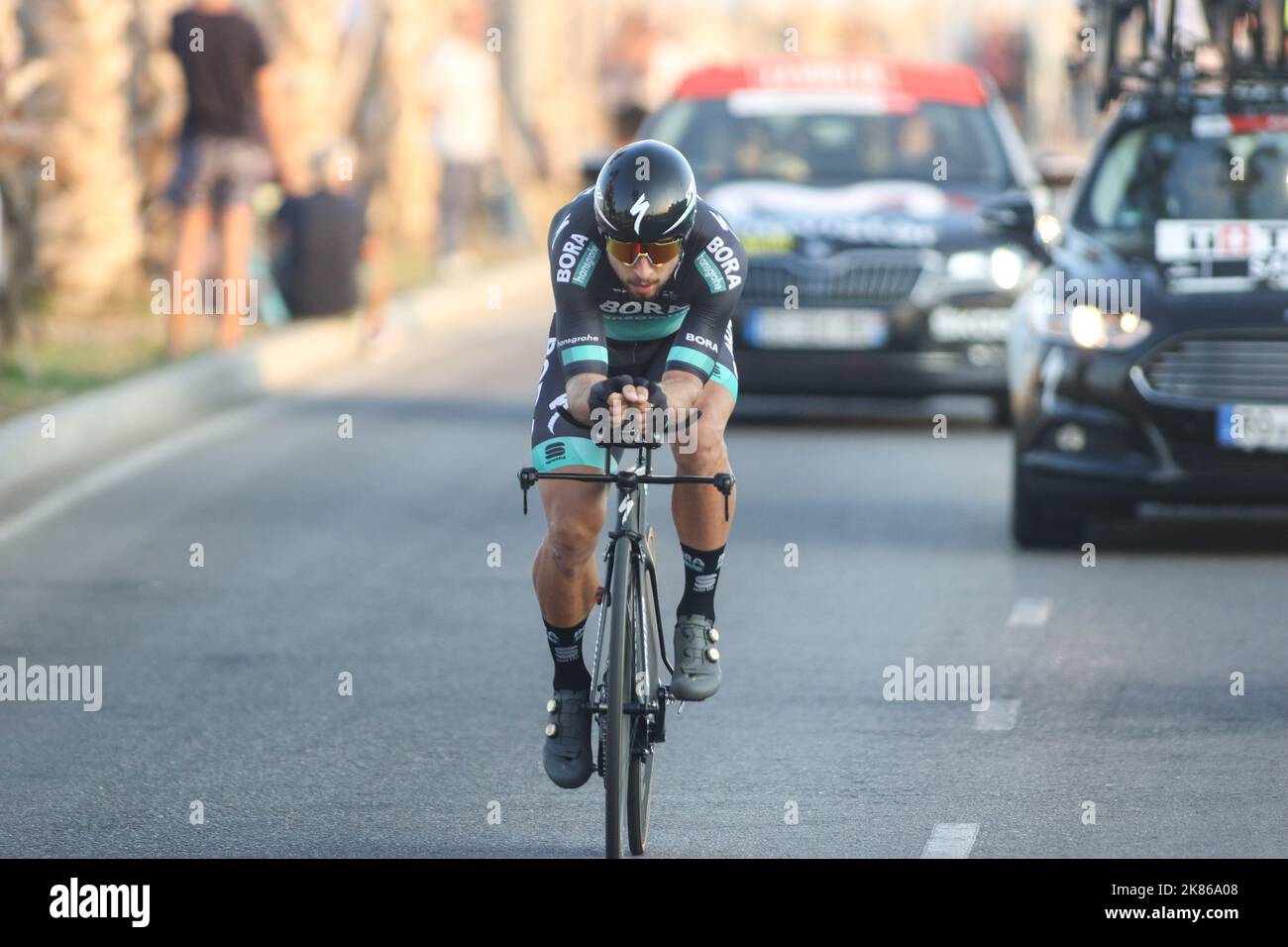 Peter Sagan de l'équipe Bora Hansgrohe pendant la phase 1 de la Vuelta a Espana en Espagne sur 25 août 2018. Banque D'Images