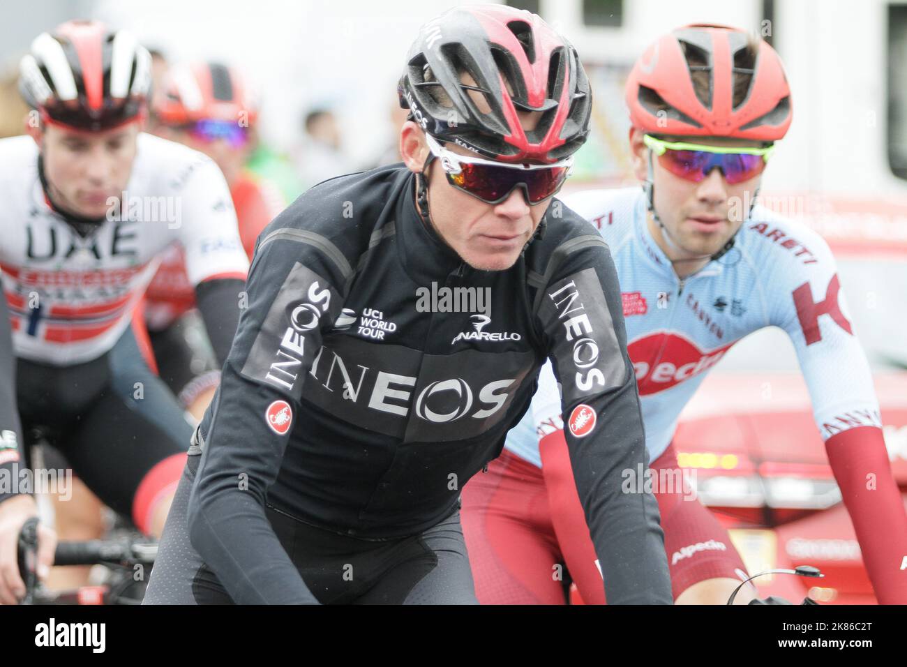 Chris Froome GB équipe ineos après la ligne d'arrivée étape 3 du Criterium du Dauphine. Banque D'Images