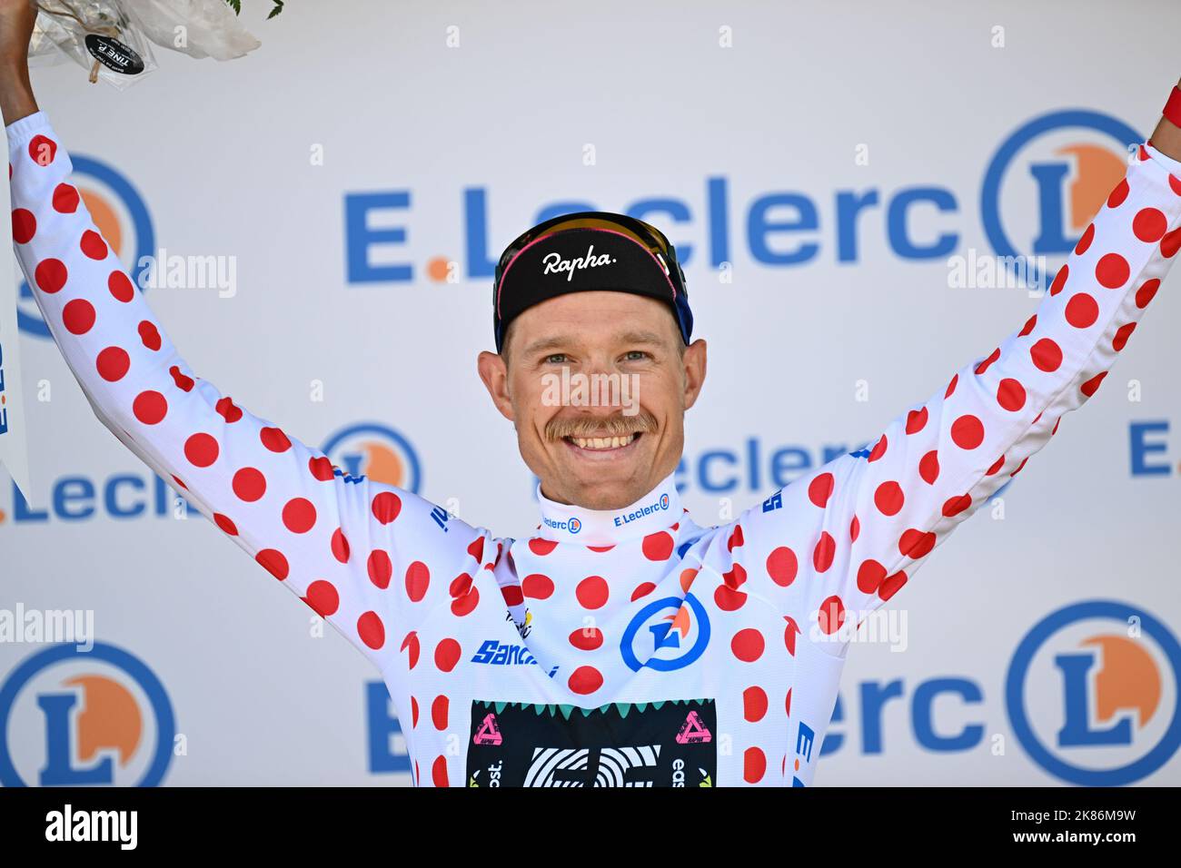 Mission accomplie pour Magnus CORT prenant le maillot à pois lors du Tour de France, étape 2, Roskilde à Nyborg, Danemark, 1st juillet 2022, Credit:Pete Goding/Goding Images/Alamy Live News Banque D'Images