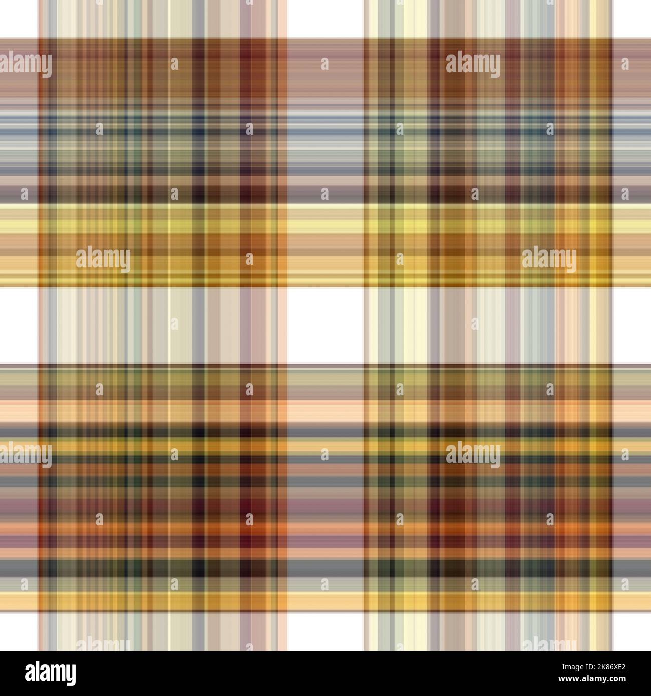 Tissu écossais blanc forêt à motif sans couture. Motif écossais de forêt automnale ton sur ton avec texture organique. Arrière-plan de bande orange pour papier peint rugueux. Banque D'Images