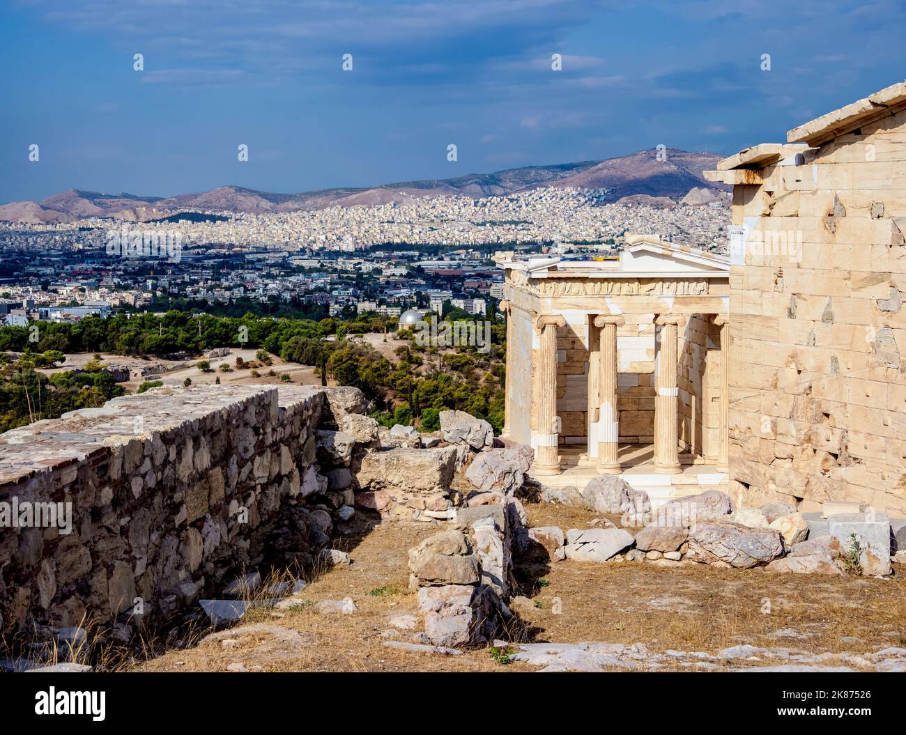 Le Temple d'Athéna Nike, Acropolis, site classé au patrimoine mondial de l'UNESCO, Athènes, Attique, Grèce, Europe Banque D'Images