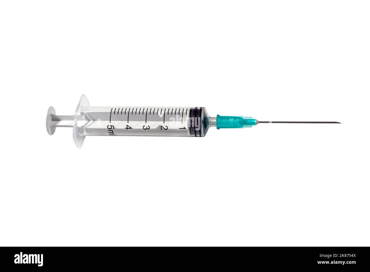 Concept de protection Covid-19. Fermeture de la seringue isolée sur fond blanc Banque D'Images