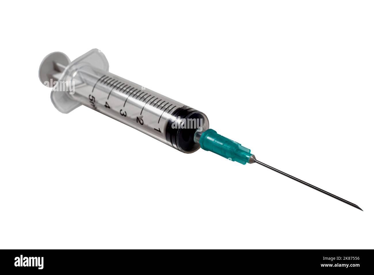 Concept de protection Covid-19. Fermeture de la seringue isolée sur fond blanc Banque D'Images