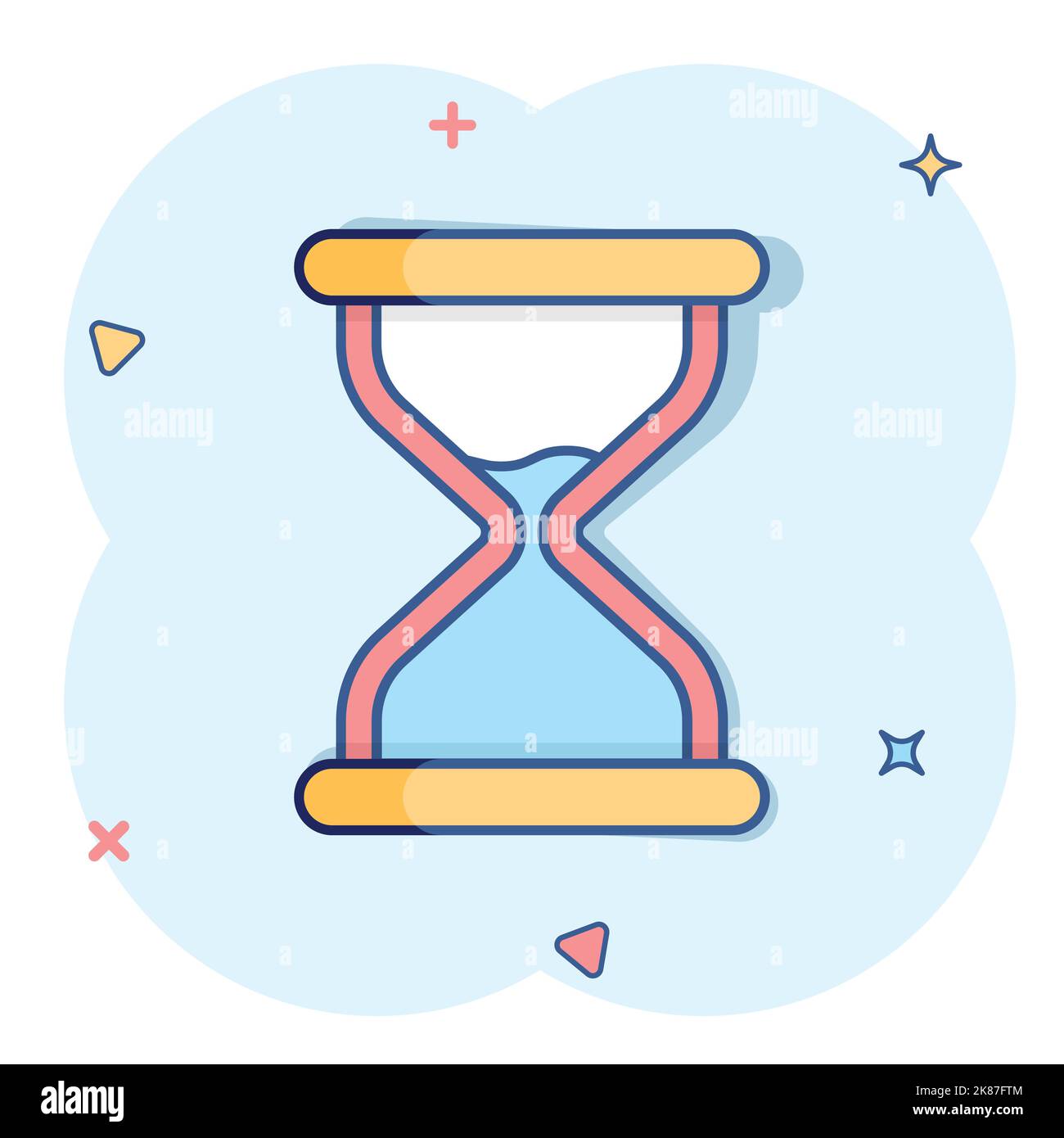 Icône HourGlass dans le style comique. Illustration vectorielle de dessin animé en verre de sable sur fond blanc isolé. Concept d'entreprise effet projection horloge. Illustration de Vecteur