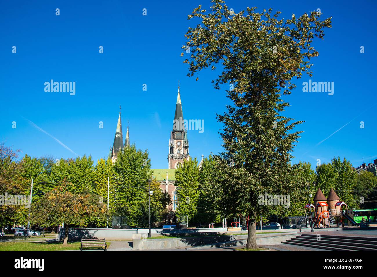 Lviv, Ukraine - 06 octobre 2018 : ancienne église de STS. Olha et Elizabeth. Ancienne cathédrale gothique Banque D'Images