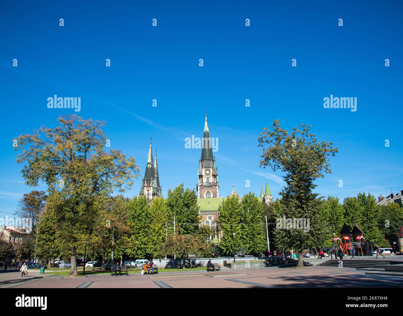 Lviv, Ukraine - 06 octobre 2018 : ancienne église de STS. Olha et Elizabeth. Ancienne cathédrale gothique Banque D'Images