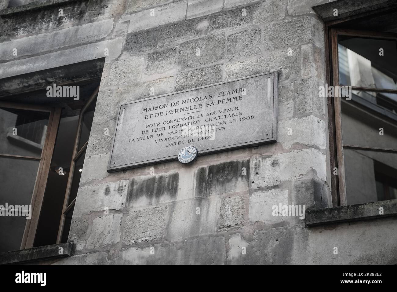 Maison de l'alchimiste médiéval Nicolas Flamel (c.1330-1418), était un scribe et un manuscrit-vendeur français. Banque D'Images