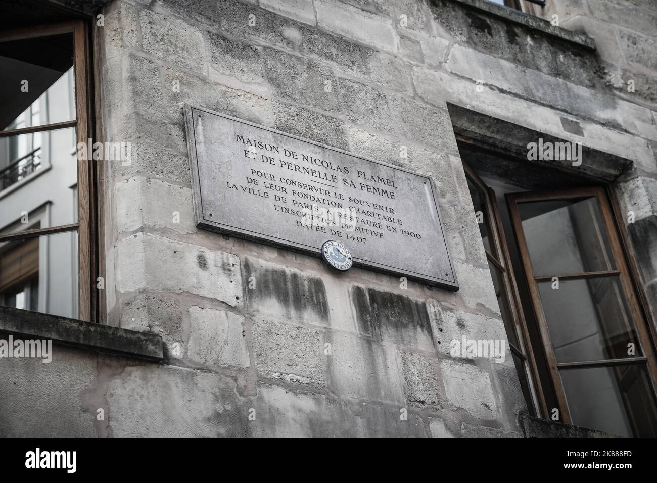 Maison de l'alchimiste médiéval Nicolas Flamel (c.1330-1418), était un scribe et un manuscrit-vendeur français. Banque D'Images