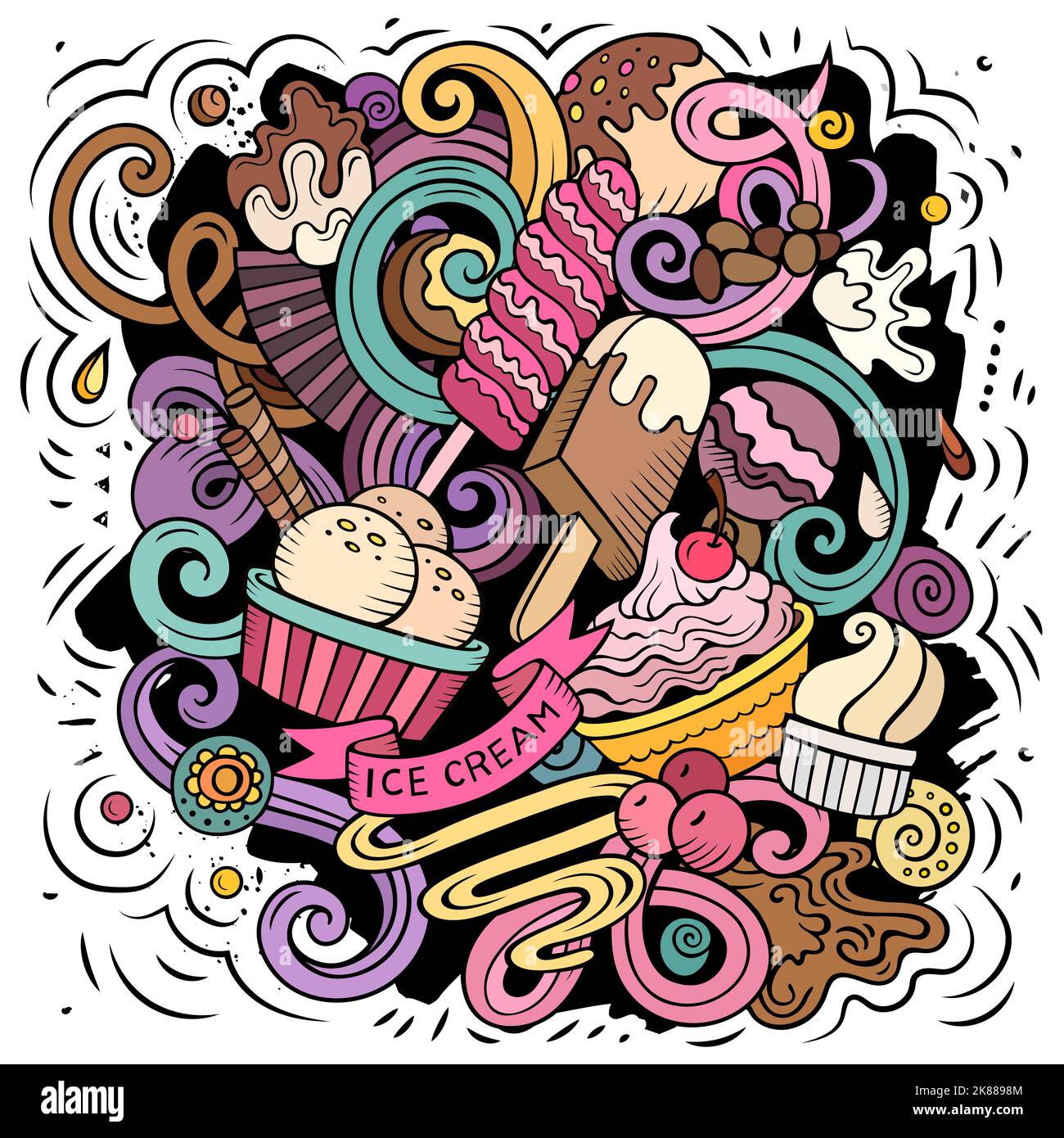 Illustration vectorielle de dessin animé Ice Cream Illustration de Vecteur