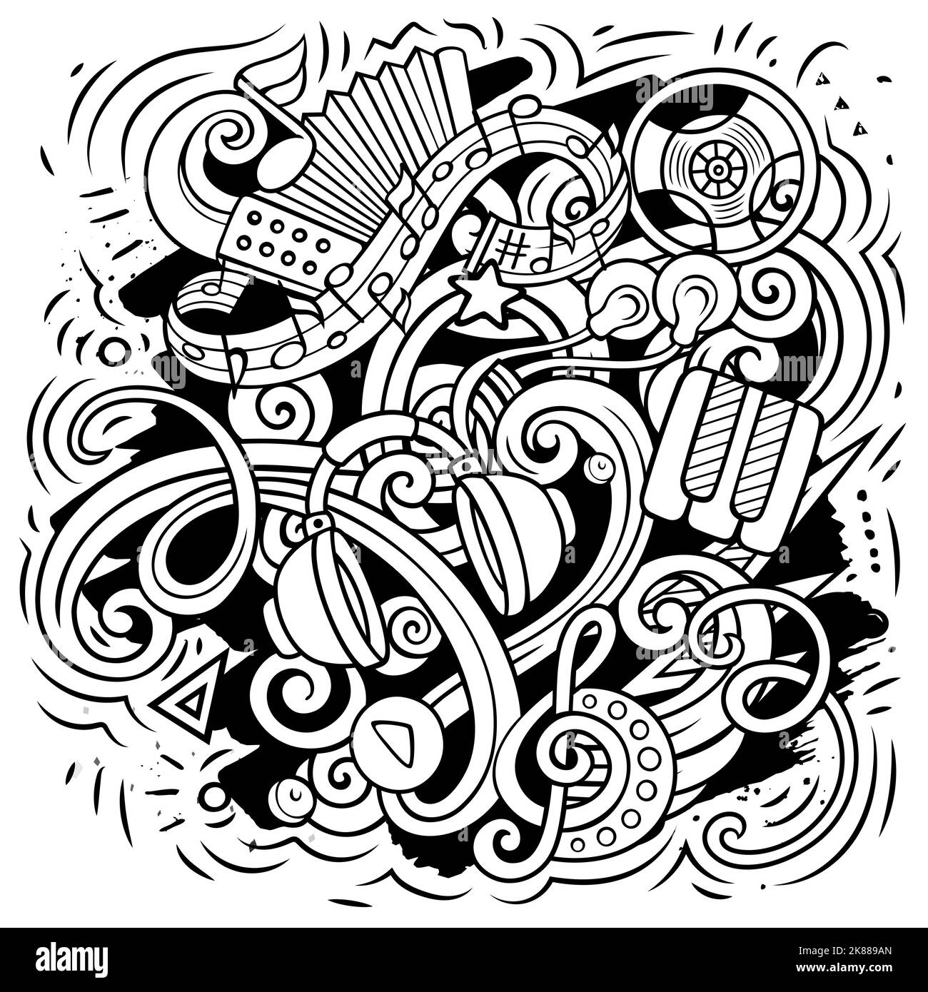 Illustration vectorielle de dessin animé musical Illustration de Vecteur