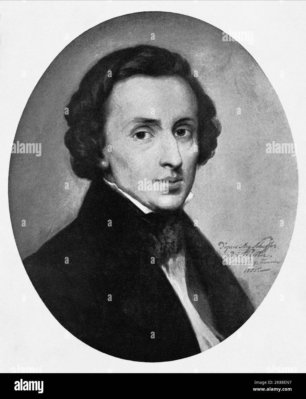 Frederic Chopin compositeur (1810-1849) Nach Ary Scheffer, Gemalt von Stattler / Painting by Stattler 01 janvier 1840 **AVERTISSEMENT** cette photographie est réservée à un usage éditorial et est la propriété de The film Company et/ou du photographe désigné par The film or production Company et ne peut être reproduite que par des publications en liaison avec la promotion du film ci-dessus. Un crédit obligatoire à The film Company est requis. Le photographe doit également être crédité lorsqu'il est connu. Aucune utilisation commerciale ne peut être accordée sans autorisation écrite de The film Company. Banque D'Images