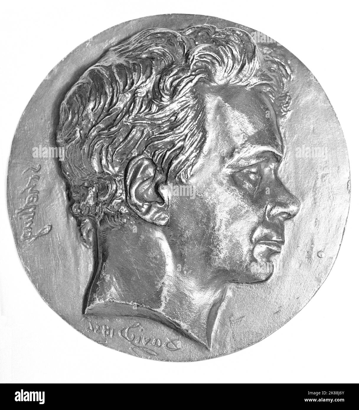 FRIEDRICH SCHELLING 1775/1854- FILOSOFO DEL ROMANTICISMO ALEMAN- MEDALLA CONMEMOLATIVA-1834. AUTEUR: DAVID DE ANGERS. LIEU: MUSEO LAZARO GALDIANO-COLECCION. MADRID. ESPAGNE. Banque D'Images