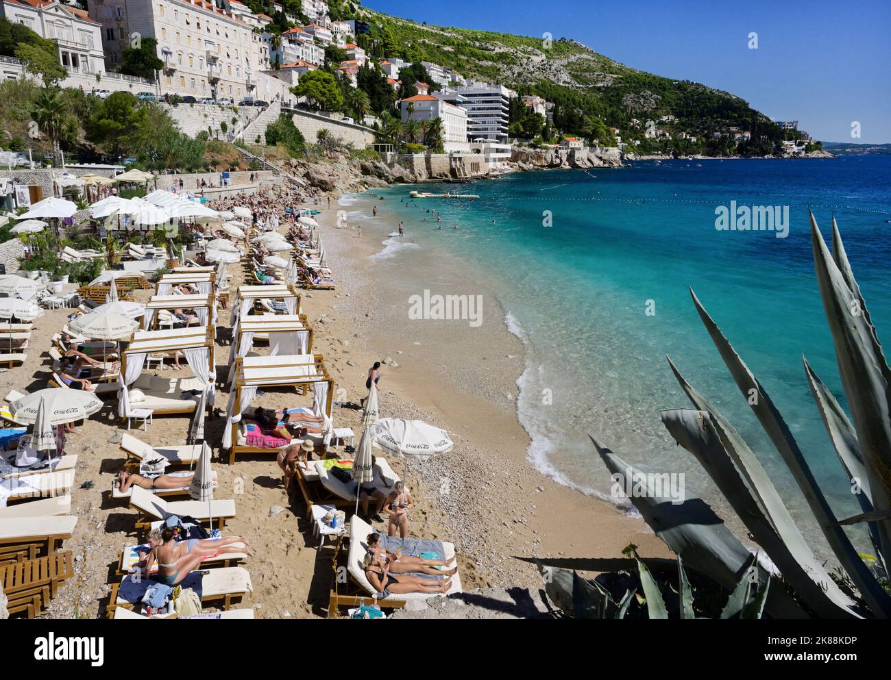 Croatie plage, Banje plage, Dubrovnik Banque D'Images