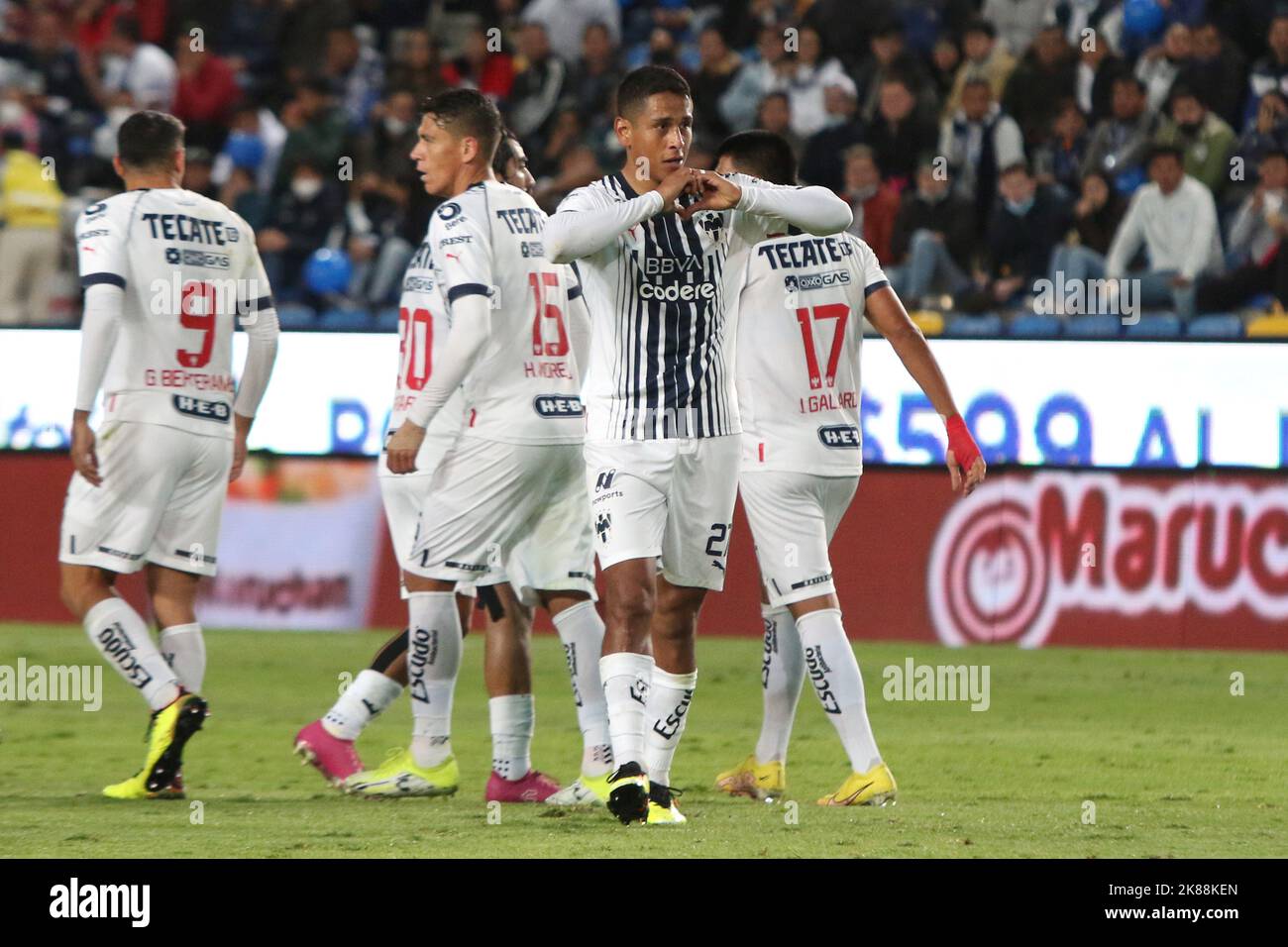 Pachuca, Mexique. 20th octobre 2022. Luis Romo du FC Monterrey célèbre son but lors du match de football semi-fin entre Tuzos et Monterrey du tournoi d'ouverture 2022 de la Ligue MX au stade Hidalgo. On 20 octobre 2022 à Pachuca, Mexique. (Credit image: © Ismael Rosas/eyepix via ZUMA Press Wire) Credit: ZUMA Press, Inc./Alamy Live News Banque D'Images